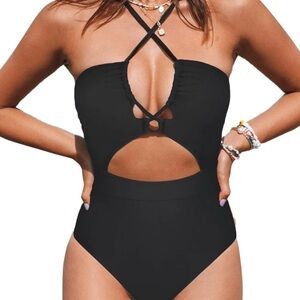 Cupshe Black Cut-Out One-Piece Swimsuit
